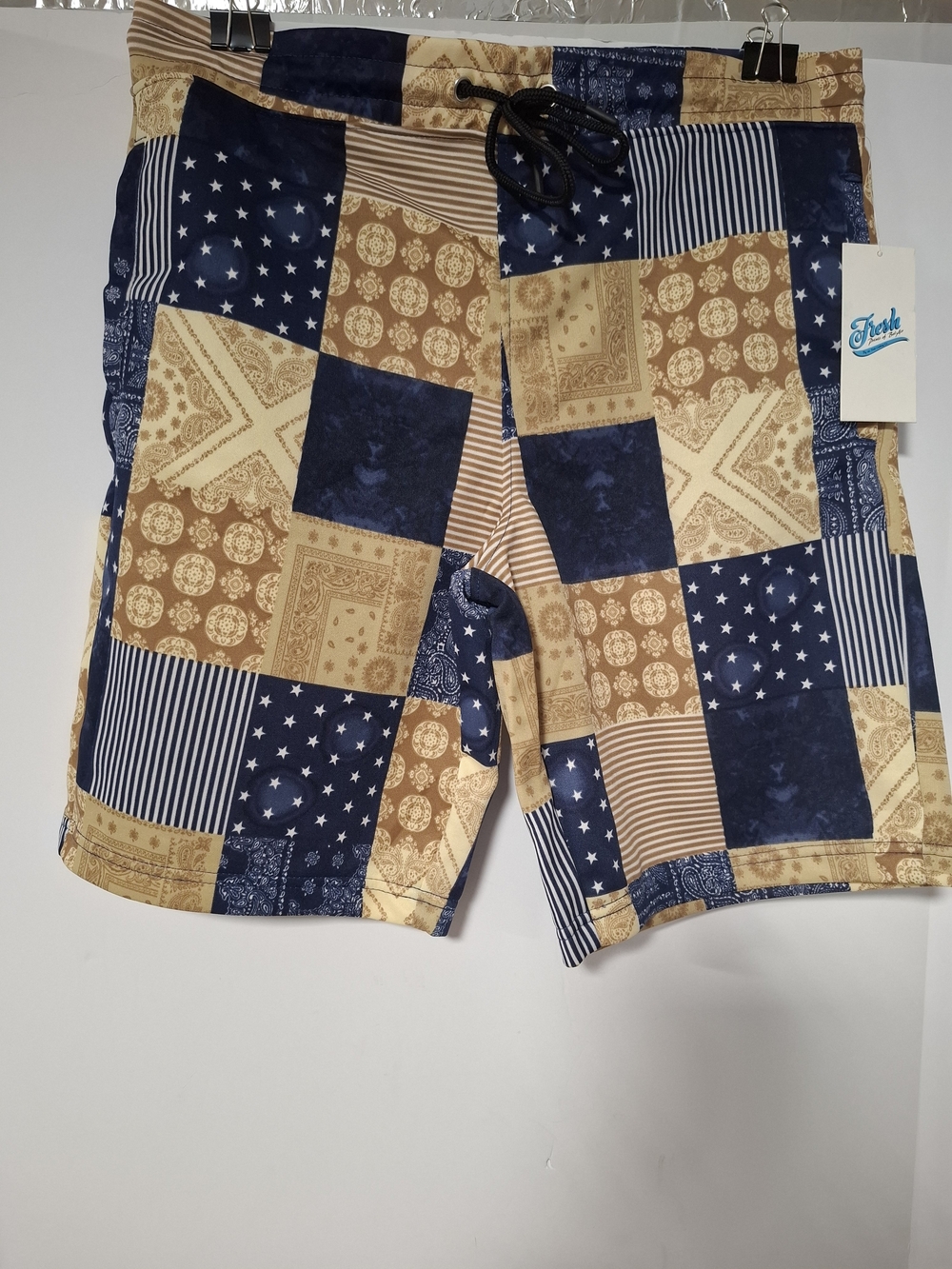 Fresh Brand Men's Patchwork Navy & Tan Swim Shorts